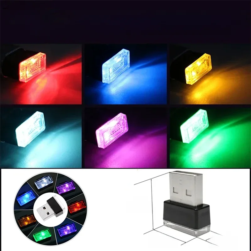 1PC Car Mini USB LED Atmosphere Lights Decor Lamp LED 5V PC Portable Plug Ambient Blue Emergency