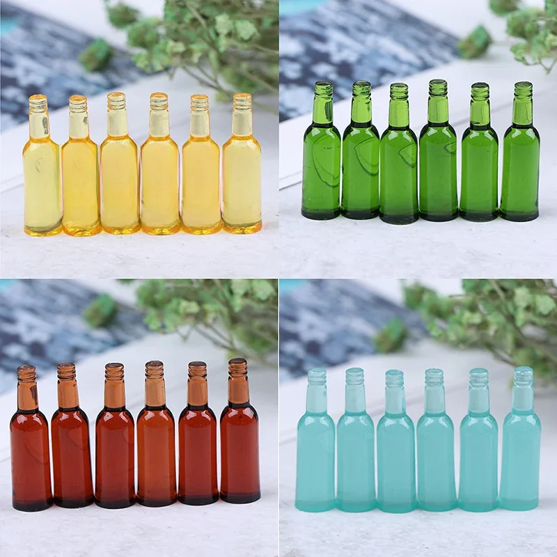 6Pcs 1:12 Dollhouse Miniature Beer Wine Drink Bottle Doll Kitchen Accessories