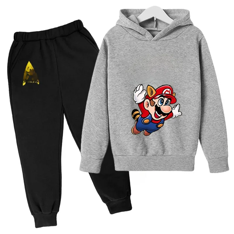 Super Mario Kawaii children's suit street fashion boys and girls suit sports pullover + sweatpants