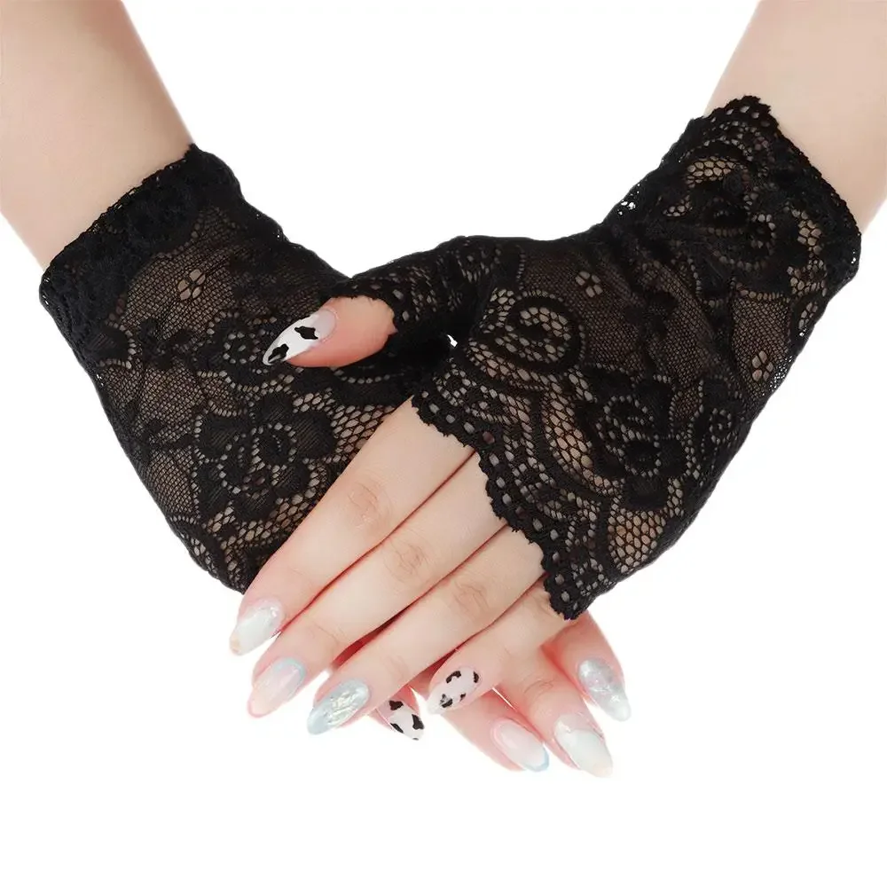 New Womens Sailor Dance Long Fingerless Lace Gloves Ladies Half Finger Tulle Sexy Fishnet Mittens