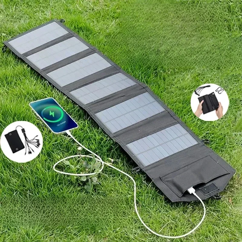 800W Foldable Solar Panel Portable 6-fold Solar Panels Charger USB 5V DC Full Time Power Solar Panel