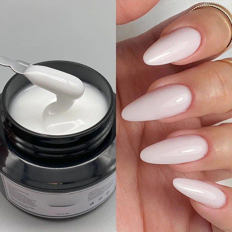 Jillnails 50ml Milky White Gel Builder Self Leveling Medium Russian Gel for Nails Extension Nail