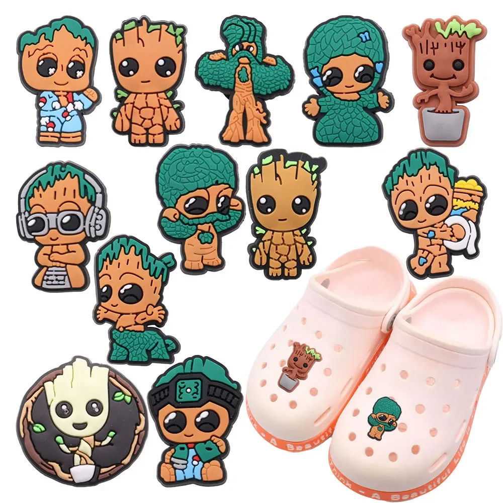 Good Quality 1-12pcs Shoe Charms Cartoon Marvel Flora Colossus Groot Accessories PVC Shoes Ornament