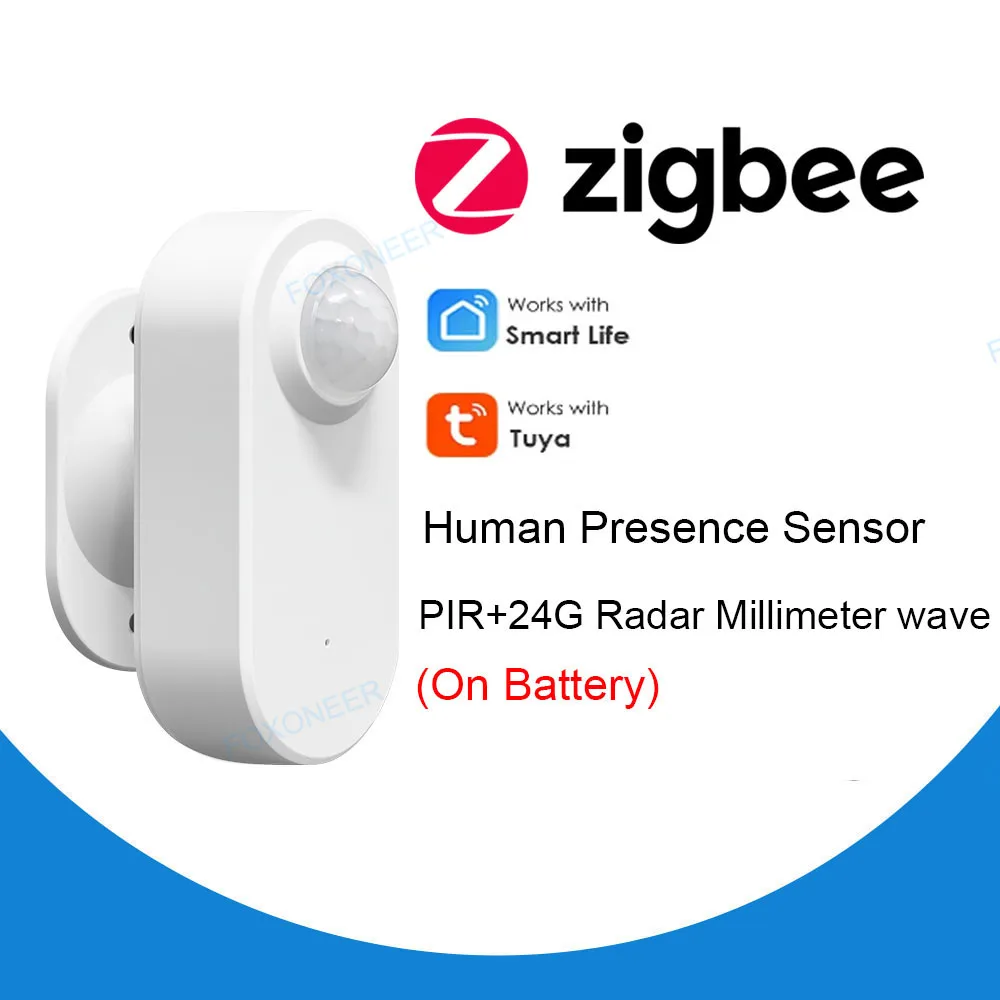 Tuya Zigbee Human Presence Detector,Luminance/Distance Detection, Smart PIR Motion Sensor Support Zigbee 2mqtt Home Assistant