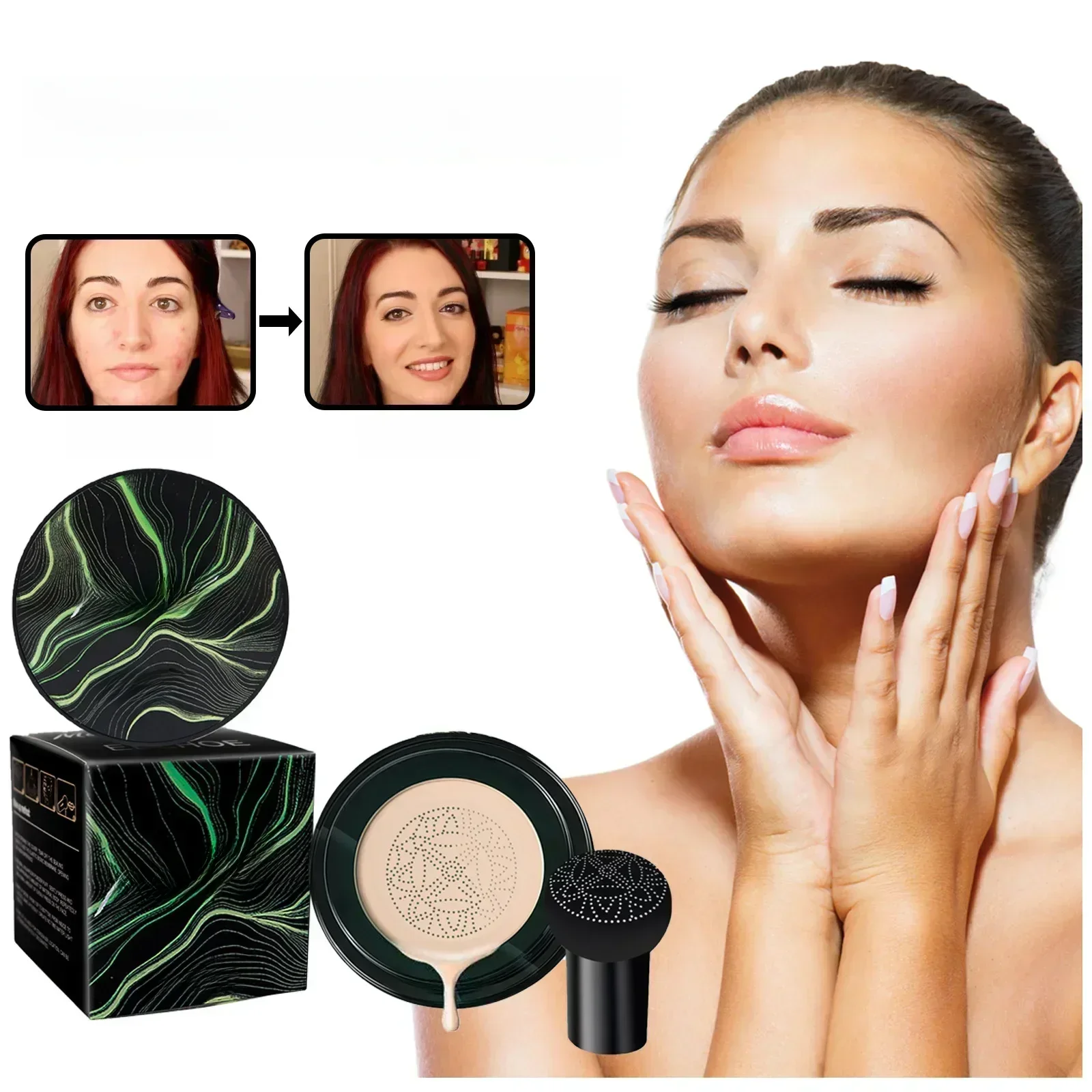 EELHOE Mushroom Head Air Cushion BB Cream Mushroom Air Cushion Covers Facial Defects, Brightens and