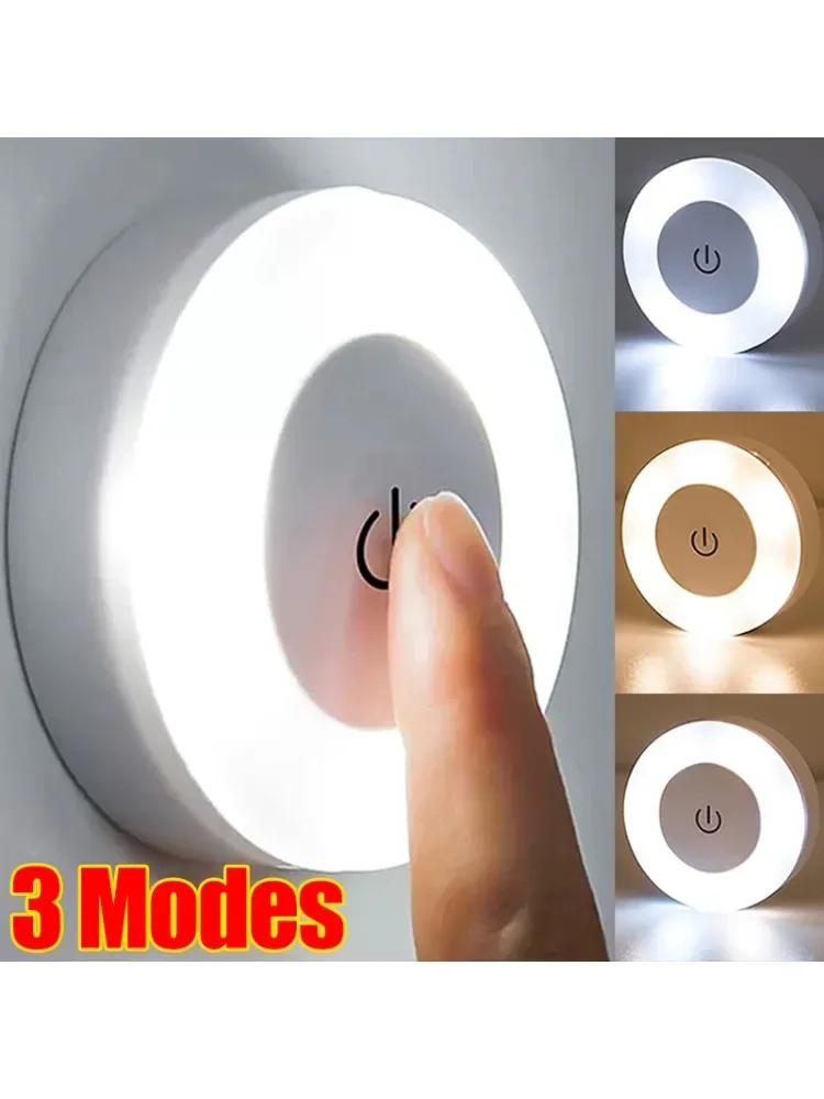 3 Modes LED Touch Sensor Night Lights Portable USB Rechargeable Magnetic Base Wall Light Bedroom
