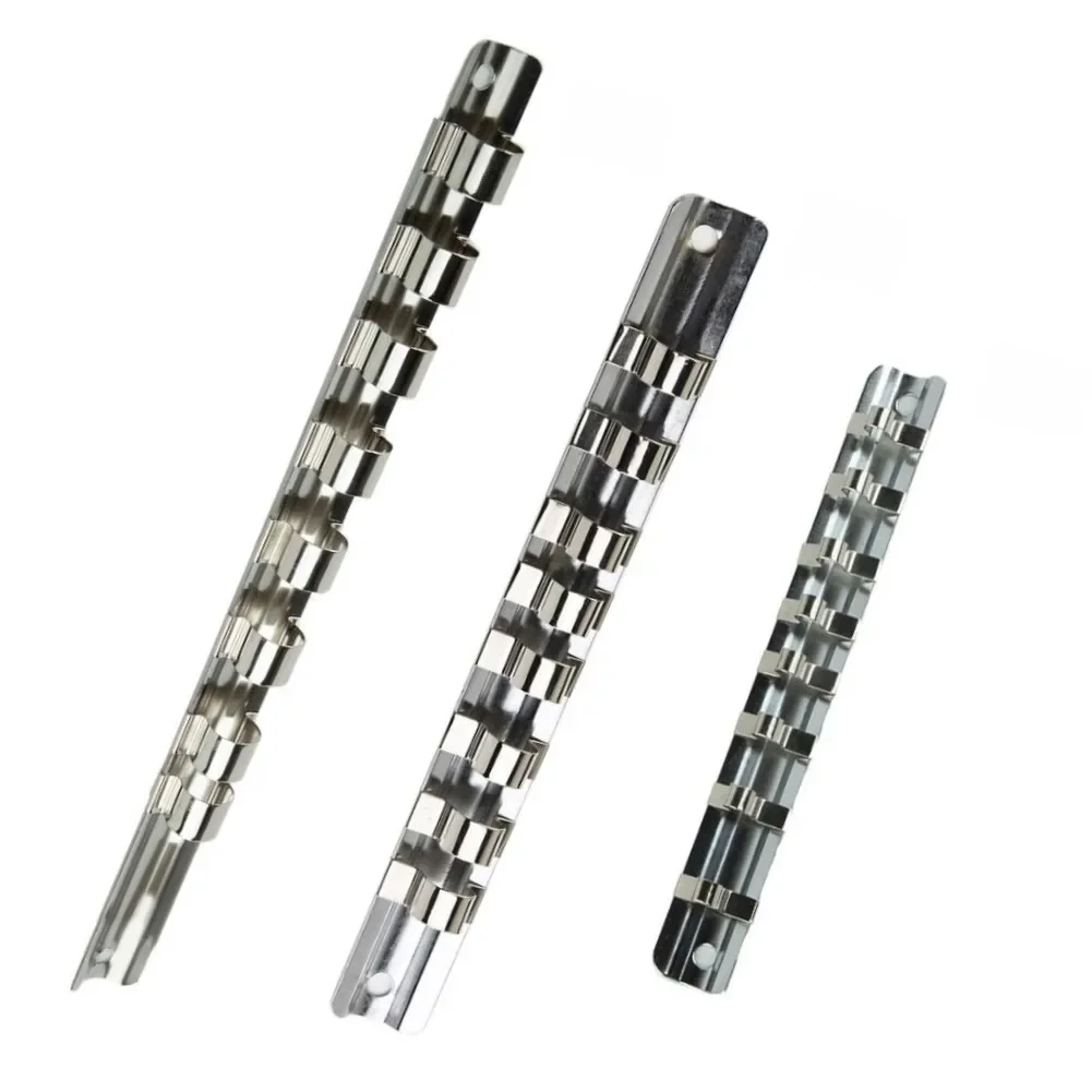 Socket Rack Holder 1/4 3/8 1/2inch With 8 Clips On Rail Tool Organizer Storage Socket Storage Rack