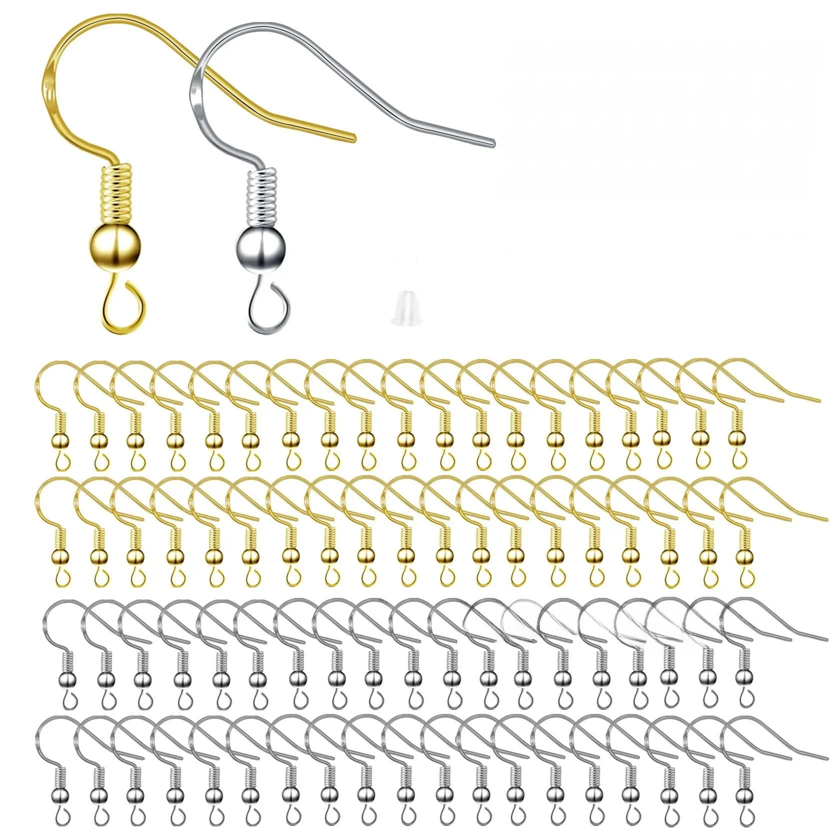 50pairs Hypoallergenic Earring Hooks Earring Making Kit with Earring Hooks Jump Rings and Clear
