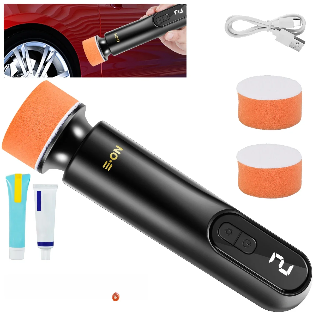 Car Polisher Machine Wireless Electric Polishing Wax Tool Adjustable Speed LED Display Auto Polish