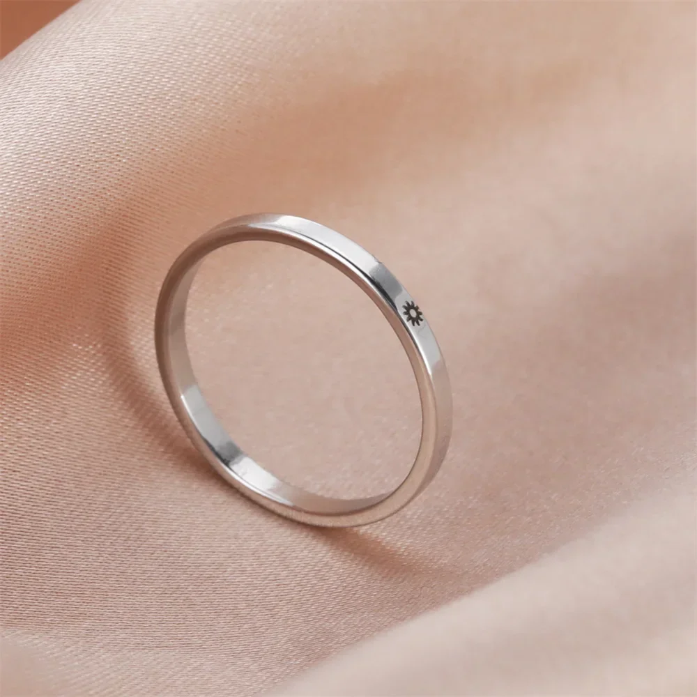 Skyrim Sun Moon Couple Stainless Steel Men's and Women's Rings Fashion Romantic Minimalist