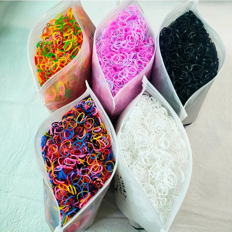 500/1000/2000pcs Girls Colourful Disposable Rubber Band Hair Ties Headband Children Ponytail Holder