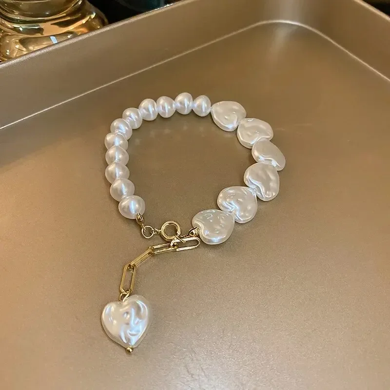 Elegant Baroque Pearls Chain Bracelet For Women Irregular Imitation Pearl Beaded Bracelets Bangles