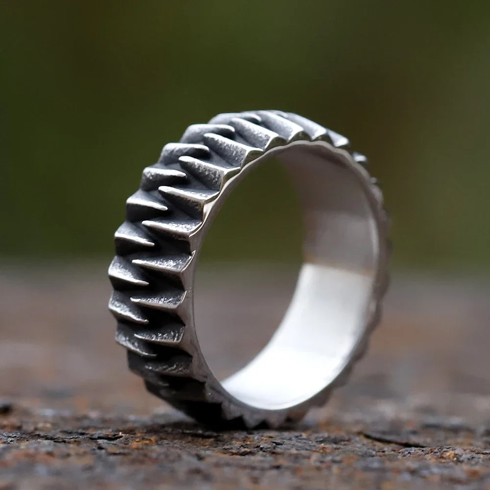 Fashion 2024 New 316L Stainless Steel Enagagement Retro gear Ring For Man Women Personality Jewelry