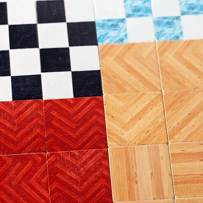9pcs/set Miniature Dollhouse Accessories Dollhouse Flooring Solid Wood Floor Tiles Mini DIY