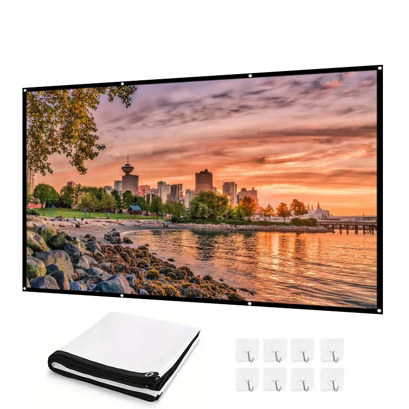 Simple folding projector milk silk soft screen 60-150 inches 16:9 portable outdoor high-definition