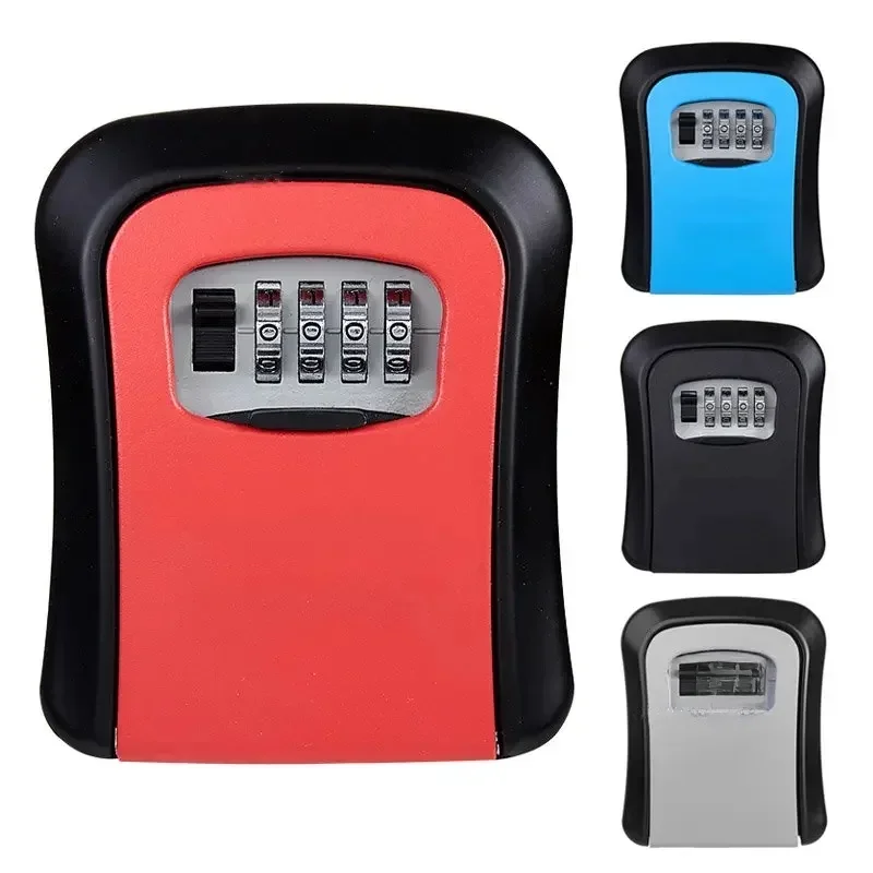 Wall Mount Key Lock Box 4 Digit Password Code Security Lock No Key for Home Office Key Safe Secret