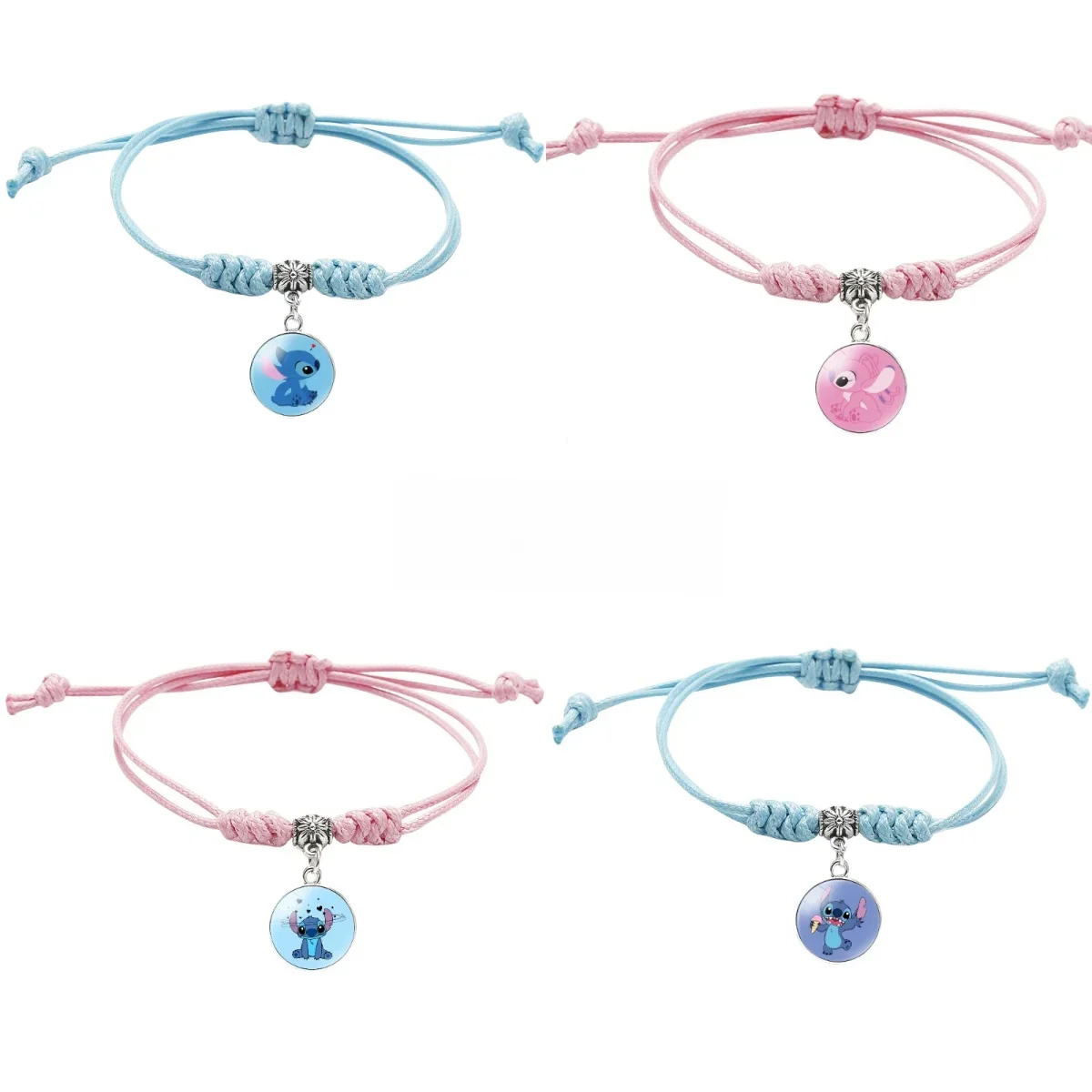 Disney Stitch Women's Bracelets Kawaii Anime Lilo & Stich Blue Cartoon Adjustable Bracelet Cosplay
