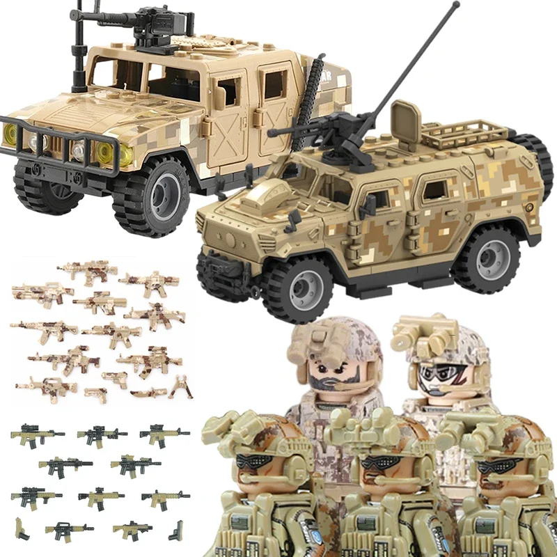 City Police US Navy SEALS Special Forces Commando Figures Building Blocks Army Soldiers Armor Car
