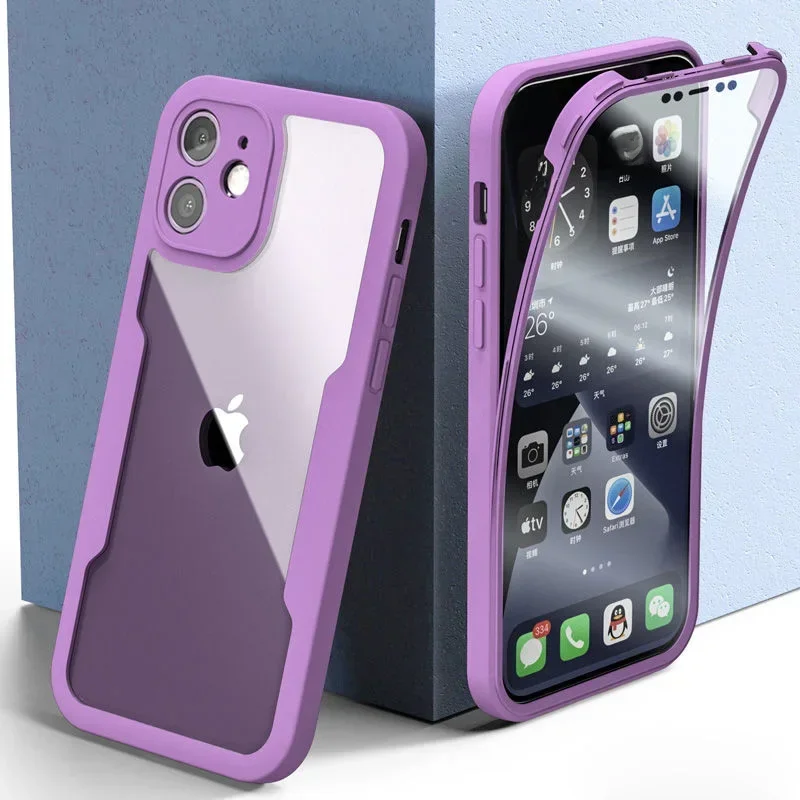 Shockproof 360 Clear Phone Case for iPhone 15 13 12 14 11 Pro Max X XS XR 7 8 6 6S Plus Cover Camera
