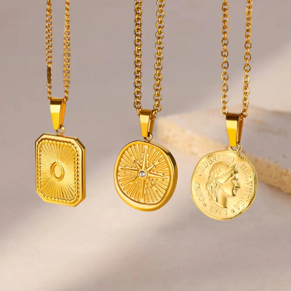 Stainless Steel Gold Color Necklace For Women Adjustable Chain Heart Key Zircon Pendant Necklace