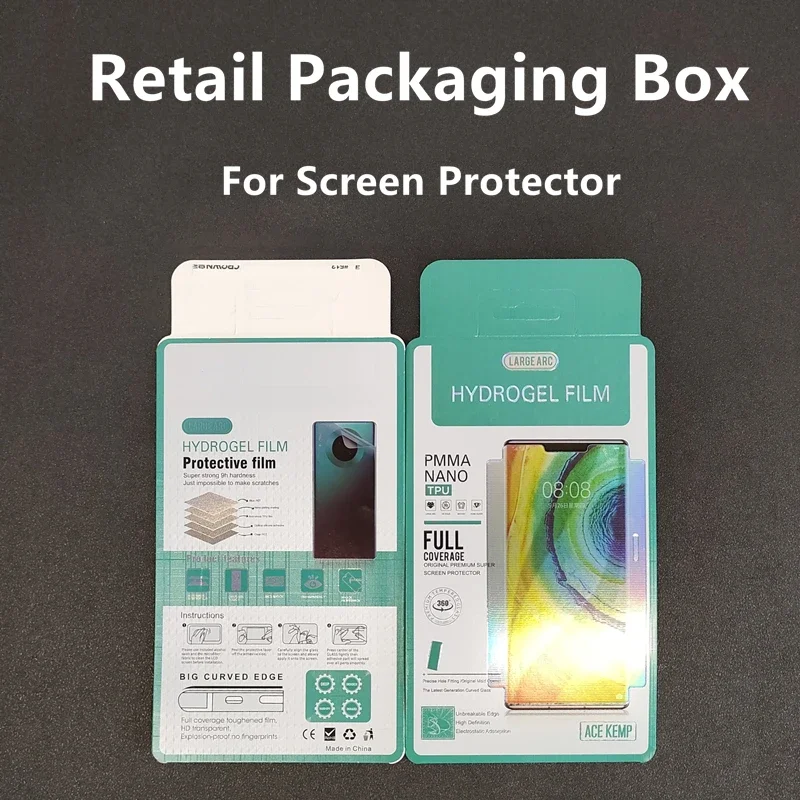 50pcs Retail Packaging Box For Hydrogel Film Screen Protector Consumer Retail Package For Cell Phone Protective Film 195*115mm
