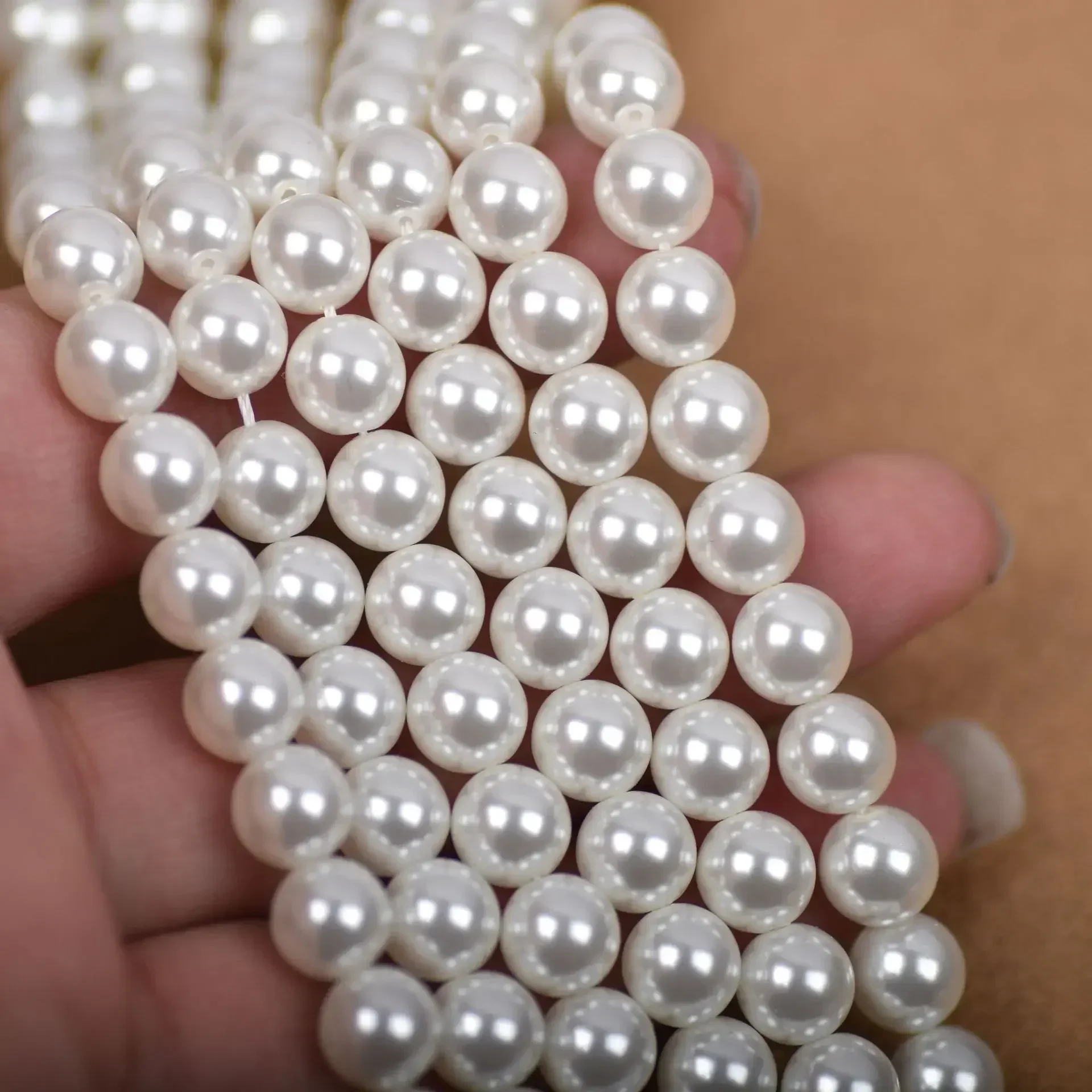 White High Quality Round Shell Beads Imitation Pearl Elegant Luxury Jewelry DIY Necklace Bracelet
