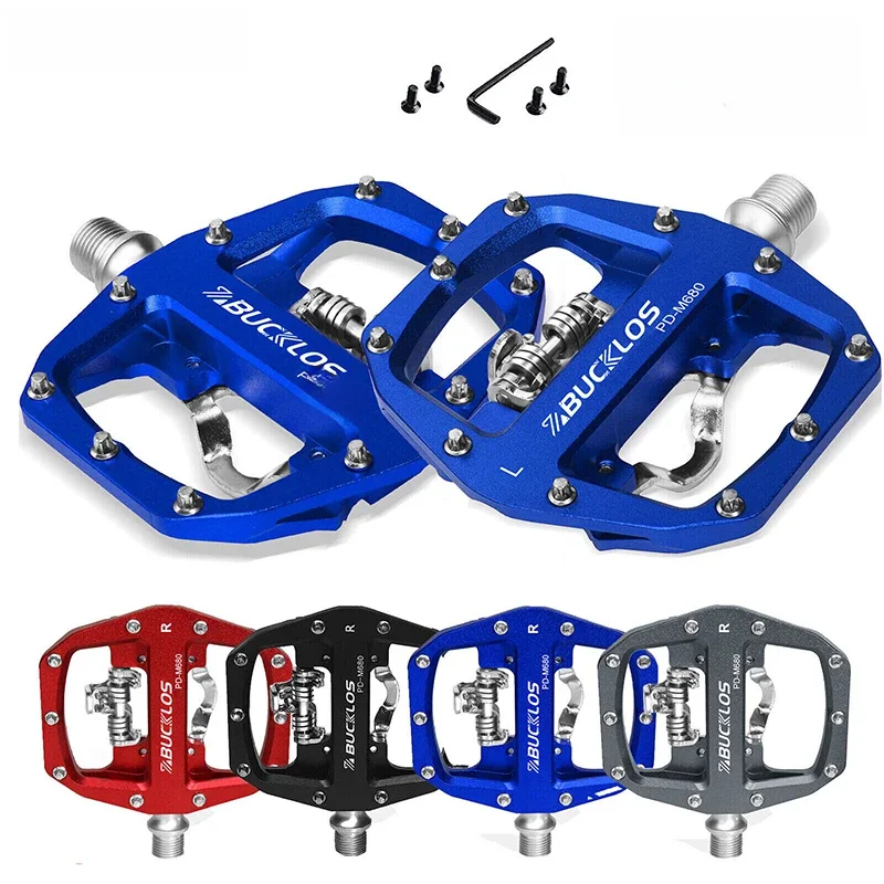BUCKLOS Mtb Pedals for Bicycle Dual Function Mountain Bike Pedal Platform Clip Flat Pedals Fit SPD