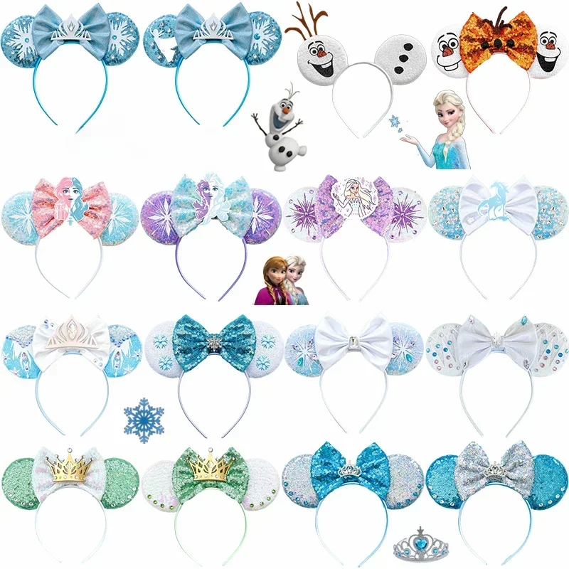 Disney Frozen Headbands Women Anna Princess Elsa Crown Bow Hair Accessories for Girls Snowman Olaf
