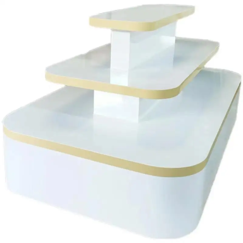 custom，Customize Wooden Display Table Flower Display Shelf Retail Shop Wig Display Table with LED