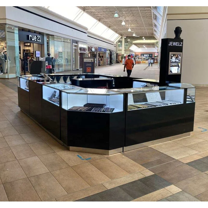Custom, Display kiosk for jewelry glass jewelry display furniture mall Island shop retail jewelry kiosk with LED