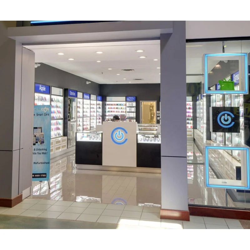 Custom, modern phone accessories display stand smartphone shop furniture professional phone shop interior design