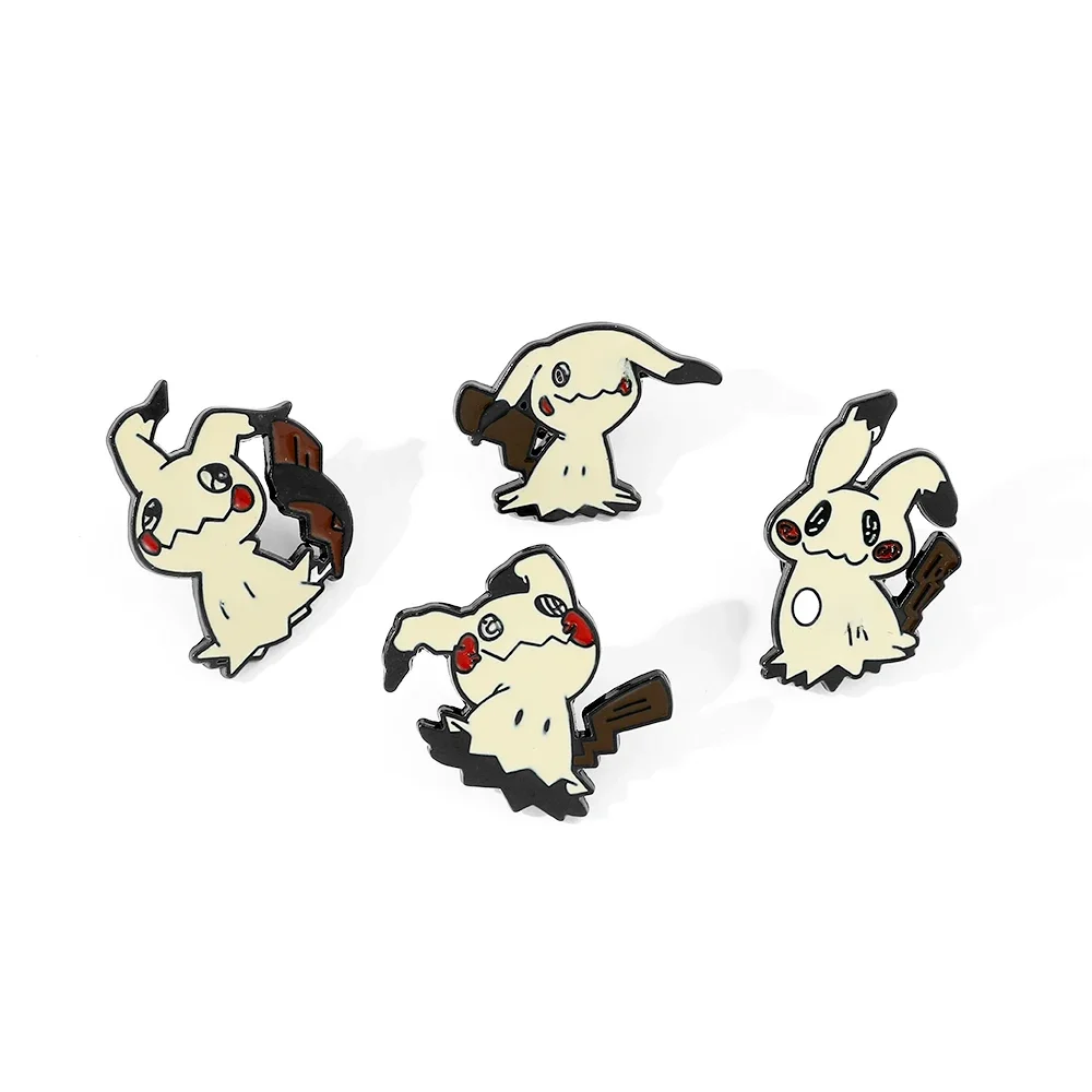 4 pcs Cartoon Animal Breast Brooch Set Funny Mimikyu Enamel Pin Wallet Backpack Clothes Jewelry