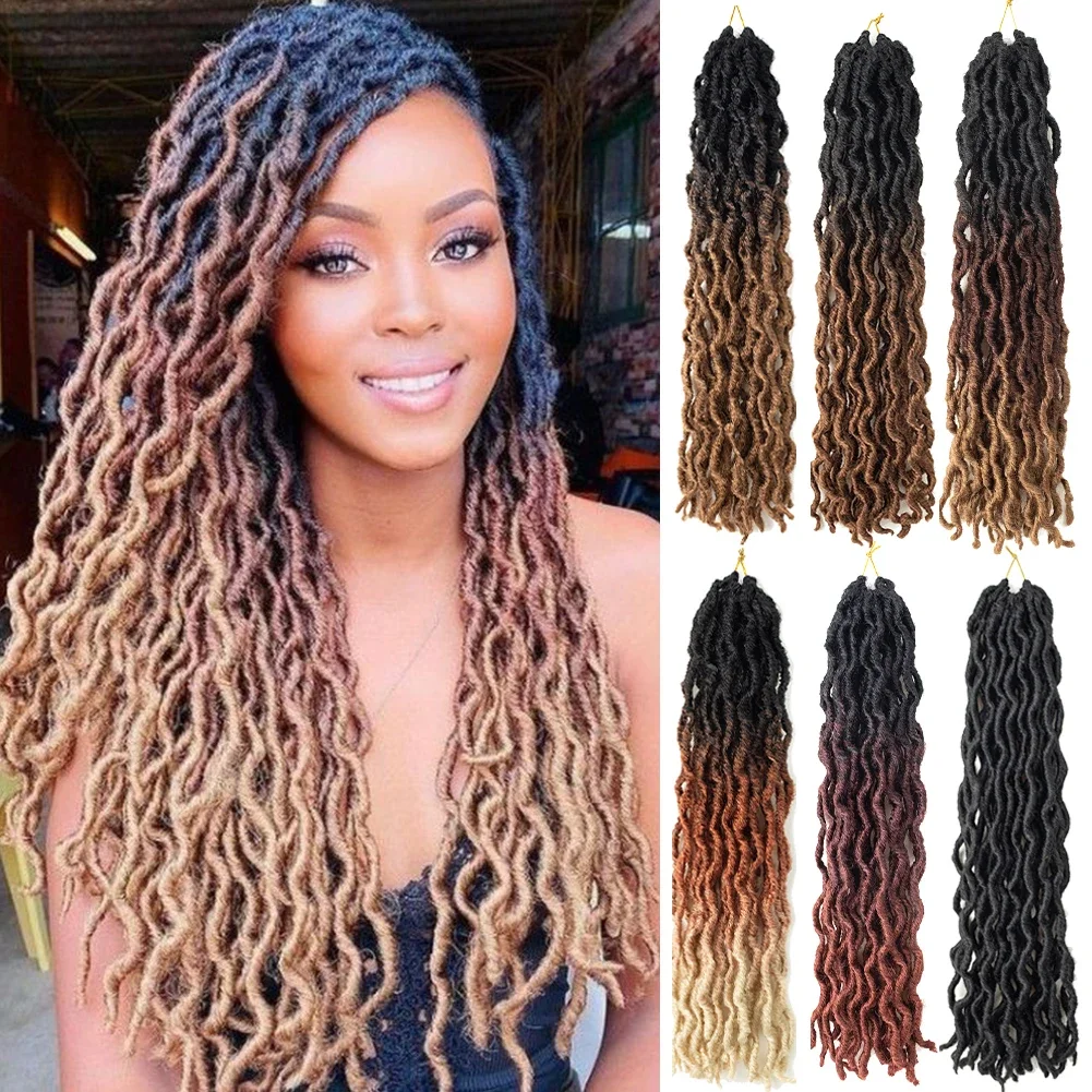 Goddess Faux Locs Crochet hair Synthetic Braiding Hair Extensions Wavy Gypsy Locs Ombre Soft Locs