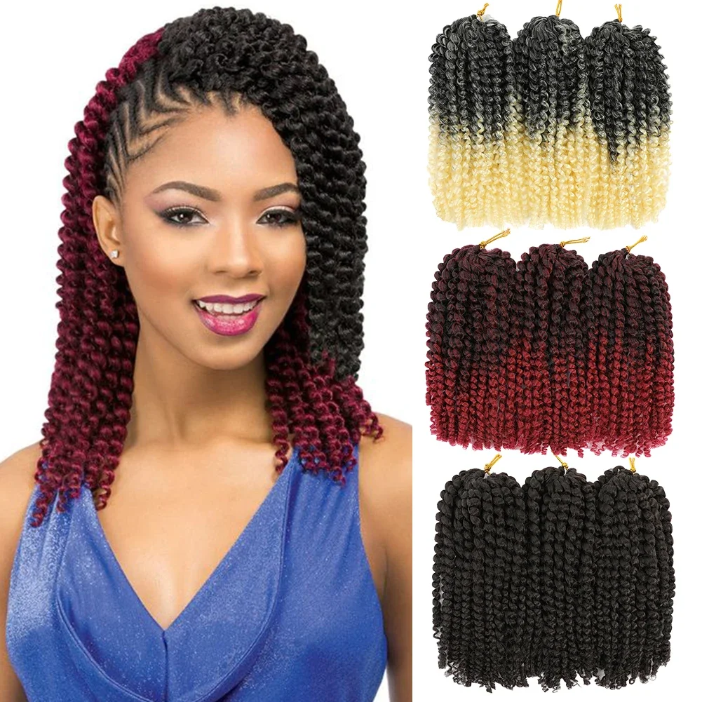 Marlybob Crochet Hair Synthetic Hair Extension 3Pcs/Pack Short Kinky Curly Braiding Hair 8&12 Inch