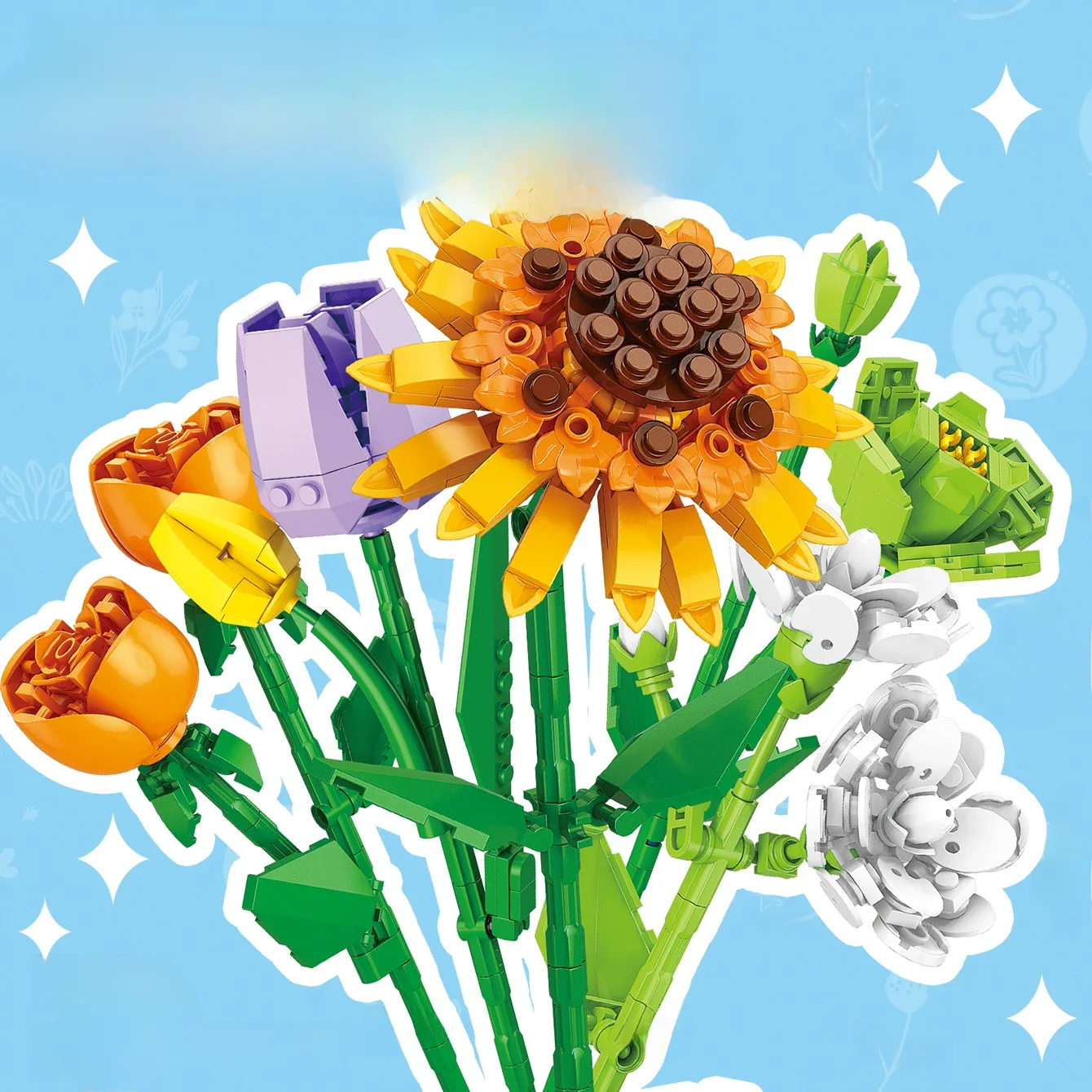 Building blocks flowers eternal flowers decorative bouquets assembly boys and girls ornaments model