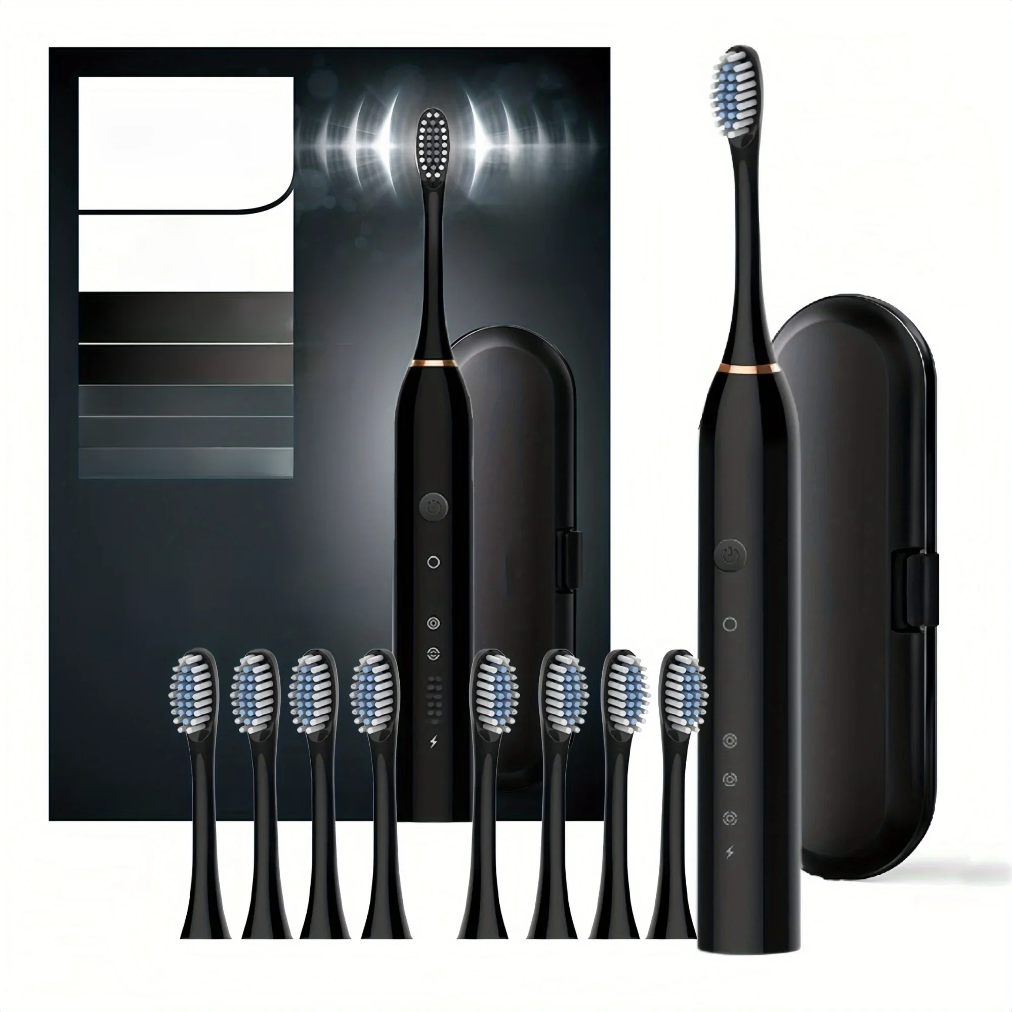 Electric Toothbrush Set, Comes with 8 Brush Heads & Travel Case, 6 Modes with 2 Minutes Built in