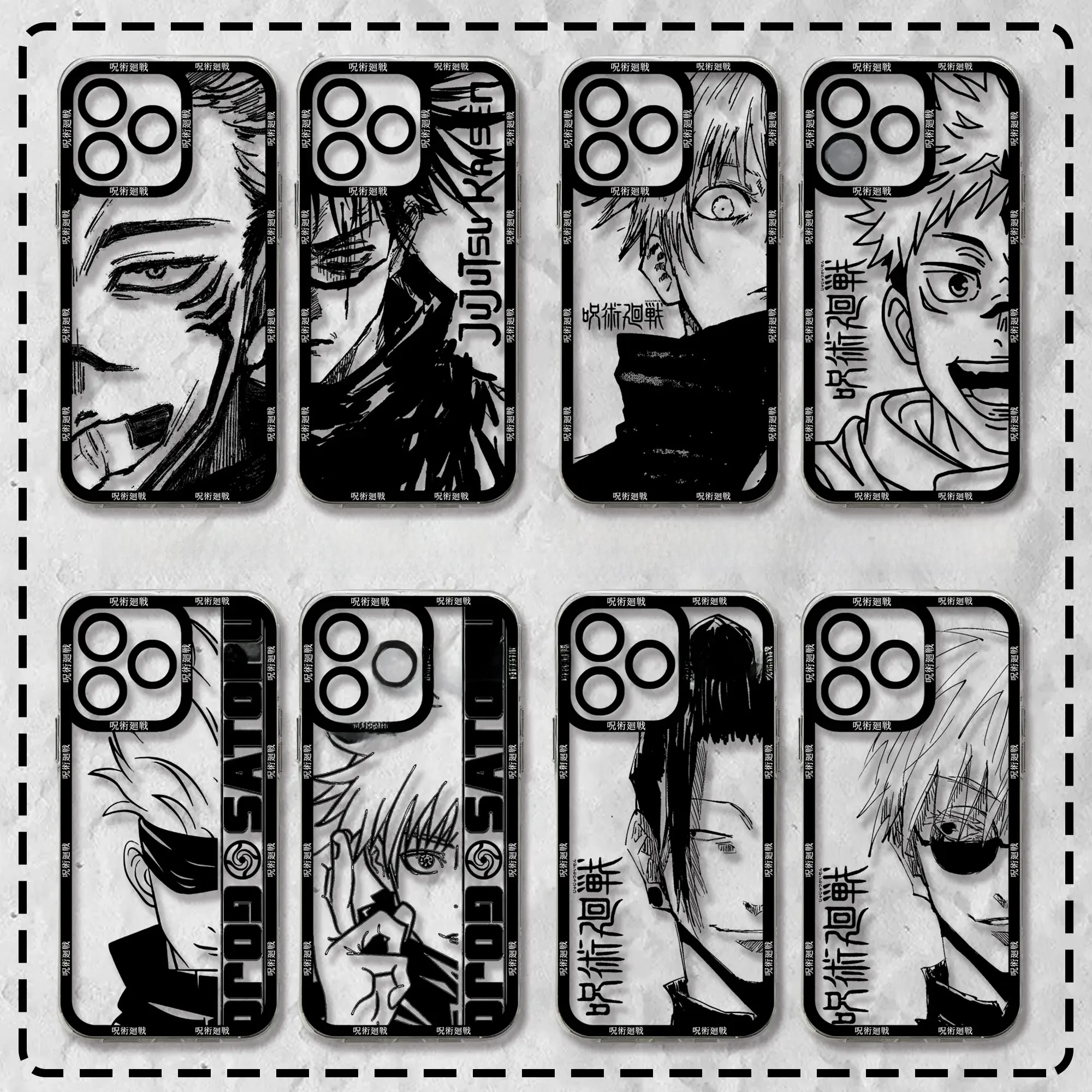 Blcak Hot Jujutsu Kaisen Anime Phone Case For iPhone 15 14 13 12 11 Mini Pro Max X XR XSMax 6S 6 7 8