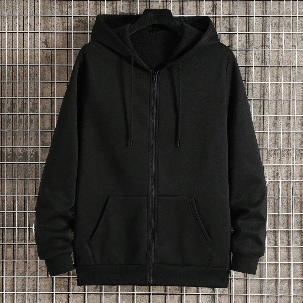 Men's Fleece Zip Up Hoodies Running Sports Sweatshirts Fashion Women Classic Casual Zipper Jackets