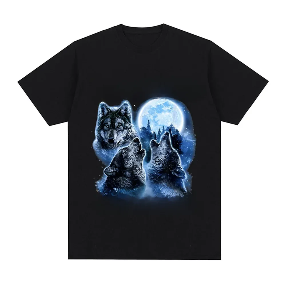 Human By Chance Alpha By Choice Wolf Graphic T-shirt Men Fashion Hip Hop Vintage Short Sleeve