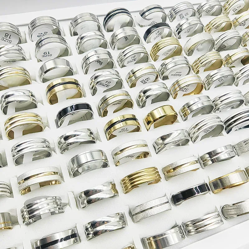 20pcs/Lot Factory Wholesale Hot Mix Style Simple Stainless Steel Finger Rings Men Women New Gifts