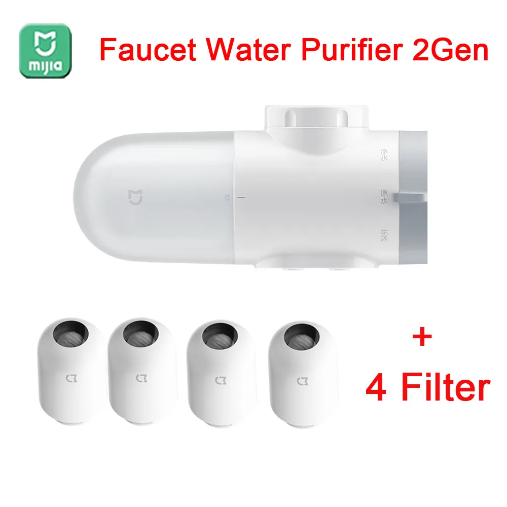 Mijia Faucet Water Purifier 2Gen Faucet Percolator Water Filter Activated Carbon Filteration Device Frosted Visual Water Design