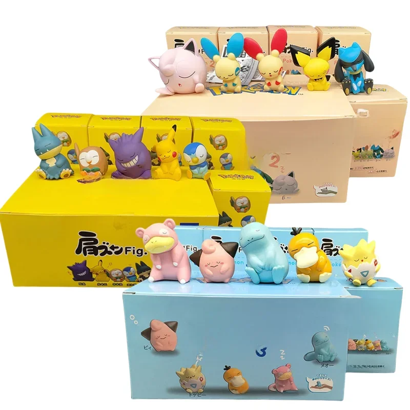 Pokemon 5pcs Pikachu Action Figure Toys Gengar Psyduck Snorlax Jigglypuff Lucario Anime Collection