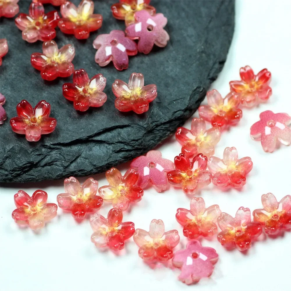 30pcs/Lot 10MM Glass Flower Beads Caps For Jewelry Making Earrings Supplies DIY Crafts Beads Vintage