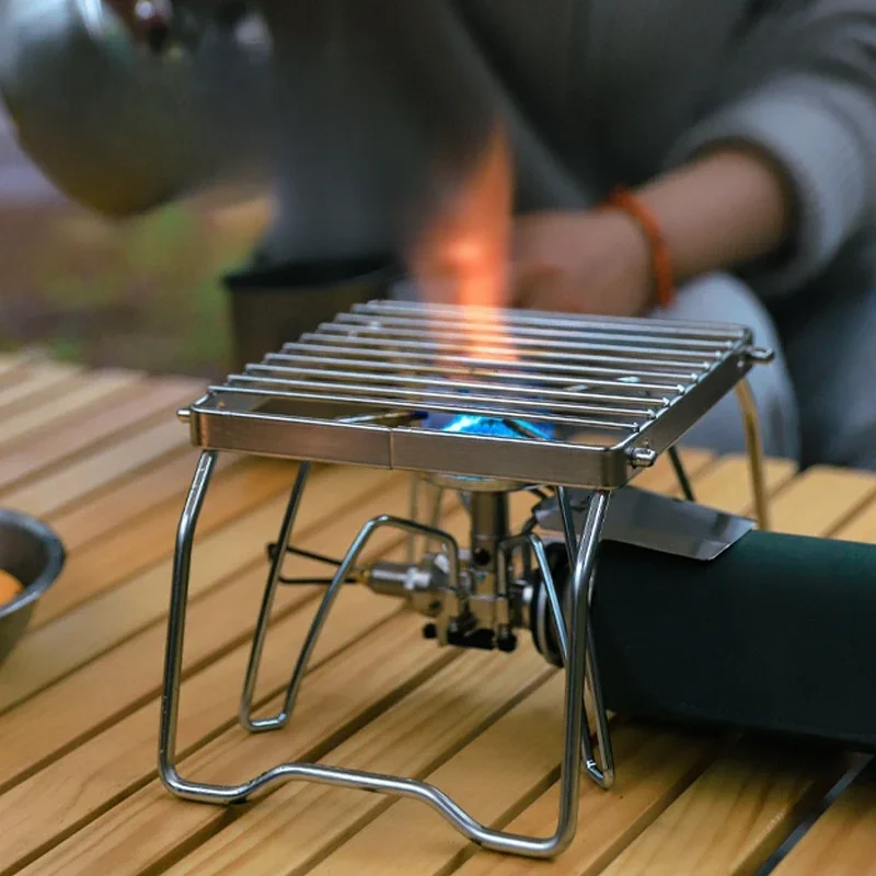 Outdoor Stainless Steel Stove Holder Camping Portable Folding Mini Barbecue Rack Pot Holder Baking