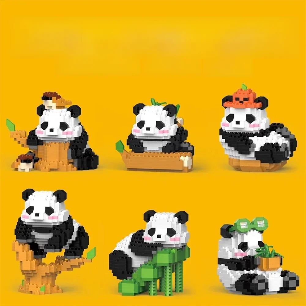 Cute Chinese Panda Building Blocks Sets DIY Educational Assembly Toys Bricks Mini Animals Model MOC