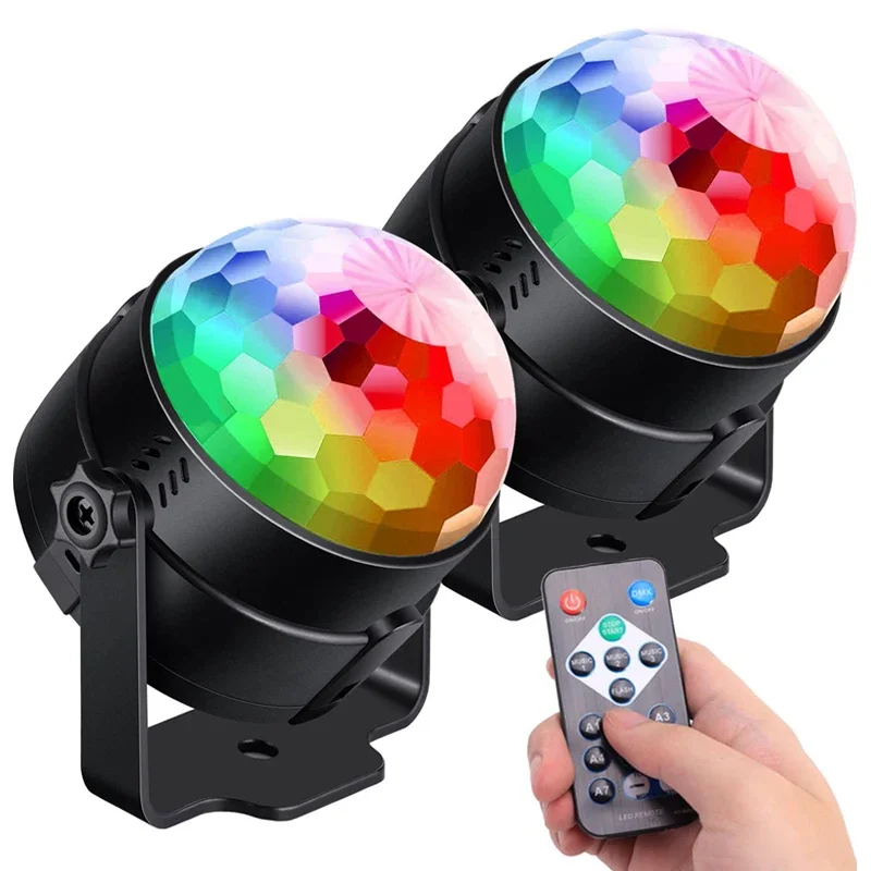 7 Colors Strobe Lamps Sound Activated Stage with Remote Control Disco Ball Light for Home Room