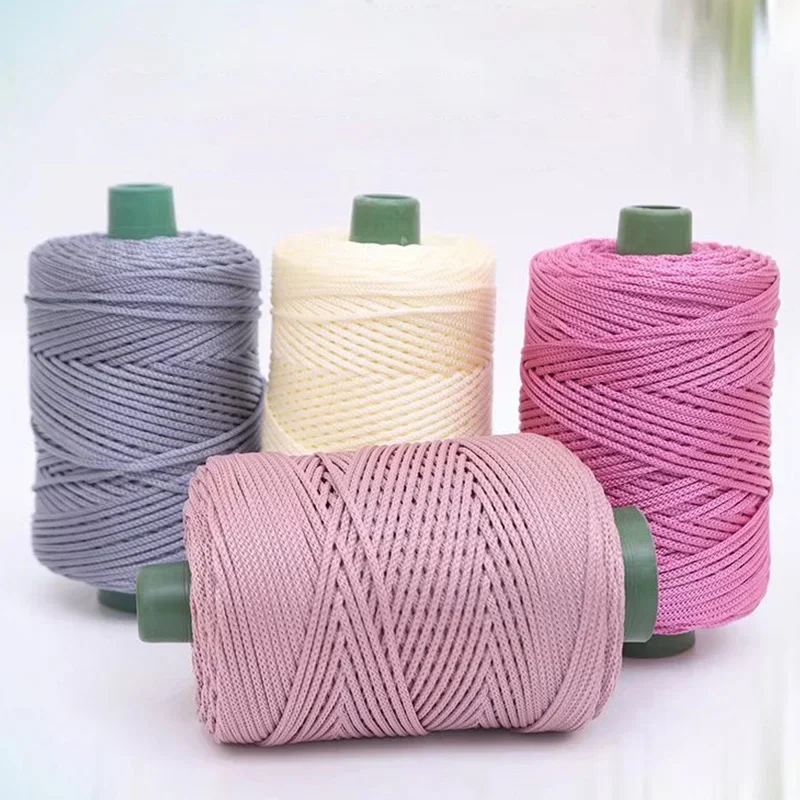 200m 3mm Summer Crochet Yarns Ice Rope Thread for DIY Knitting Bag Purse Sun Hat Shoes Cushions