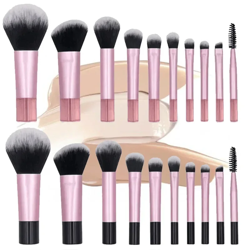 10Pcs Mini Travel Soft Makeup Brushes Set Portable Eye Shadow Brush Foundation Powder Eyelash