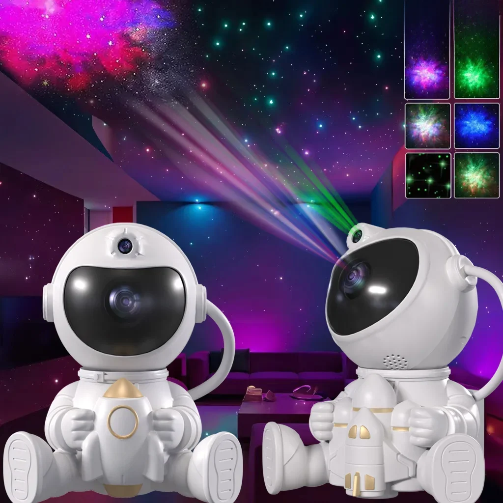 Rocket Astronaut LED Star Galaxies Projector Night Light Starry Sky Porjectors Lamp For Decoration