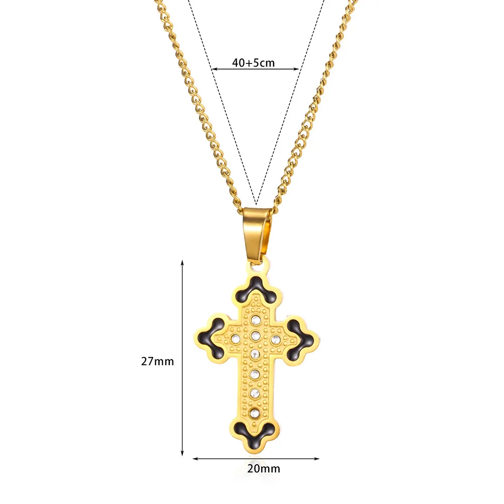 Stainless Steel Cross Necklaces For Women Men Gold Color HipHop Couple Fashion Jesus Christ Cross
